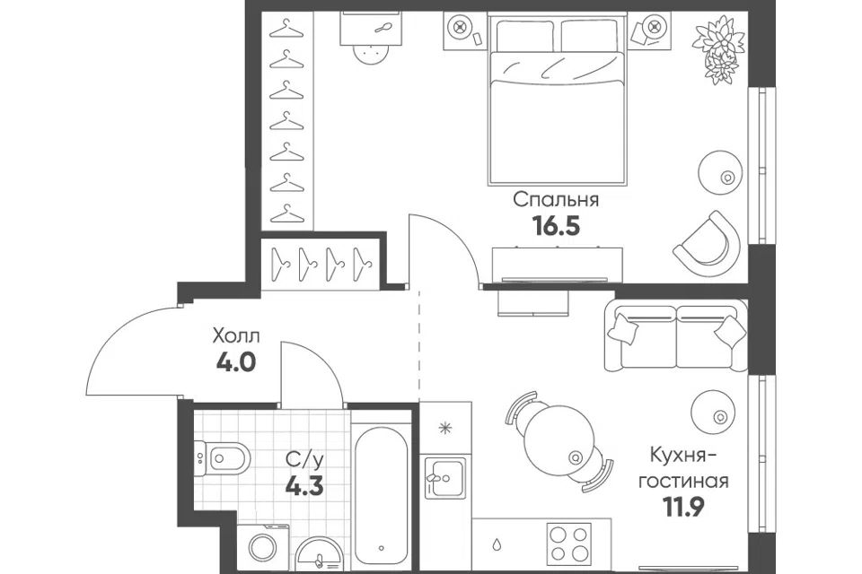 Продаётся 1-комнатная квартира, 36.7 м²