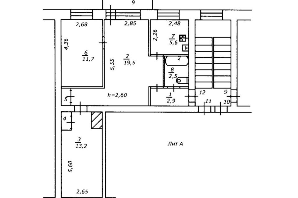 Продаётся 3-комнатная квартира, 56.6 м²