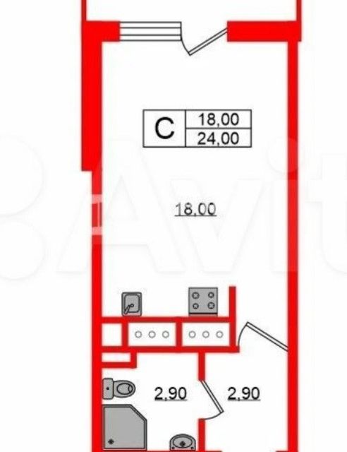 Продаётся студия, 24 м²