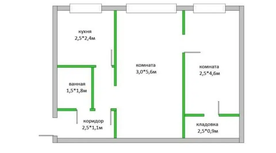 Продаётся 2-комнатная квартира, 42.8 м²