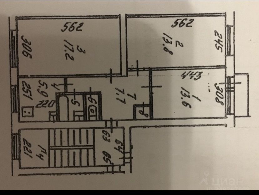 Продаётся 3-комнатная квартира, 62 м²