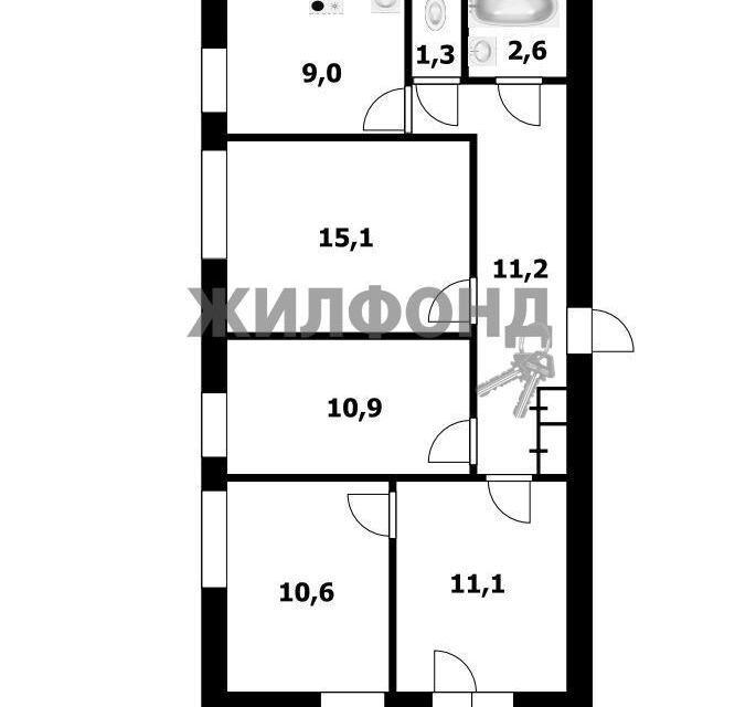 Продаётся 4-комнатная квартира, 72.5 м²