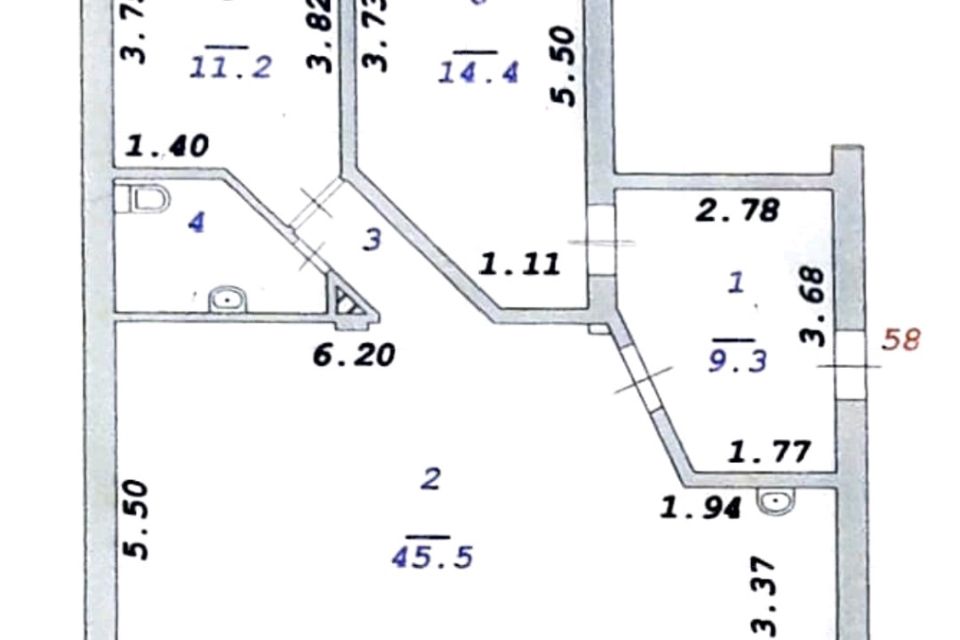 Продаётся 3-комнатная квартира, 87 м²