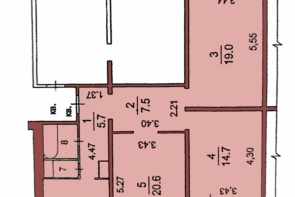 Продаётся 3-комнатная квартира, 81.6 м²
