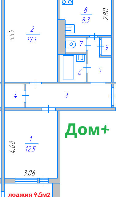 Продаётся 2-комнатная квартира, 54 м²