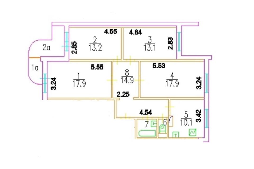 Продаётся 4-комнатная квартира, 91.1 м²