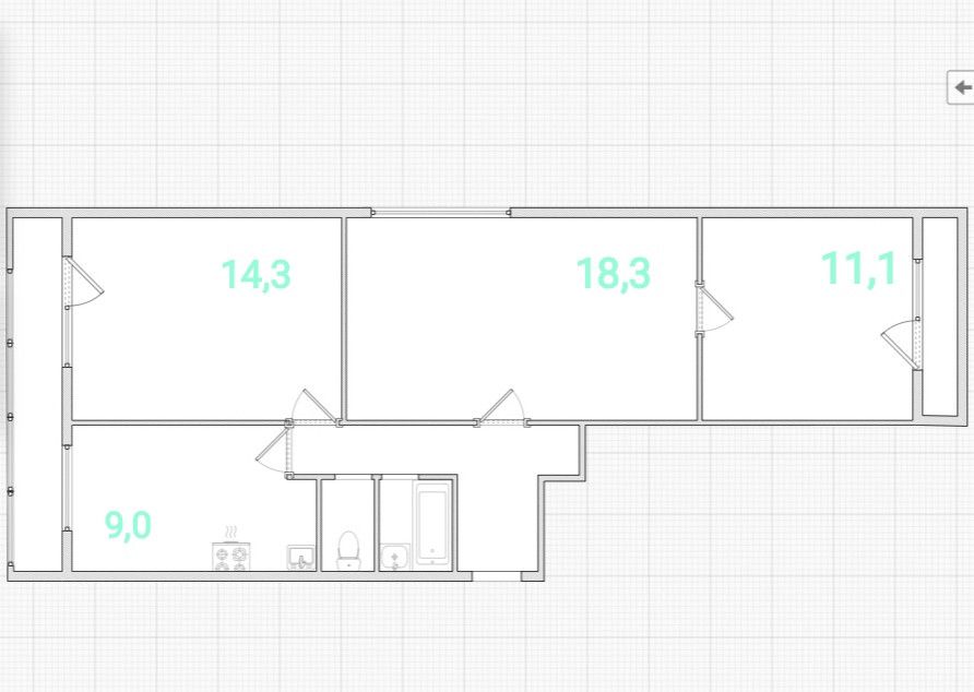 Продаётся 3-комнатная квартира, 68.5 м²