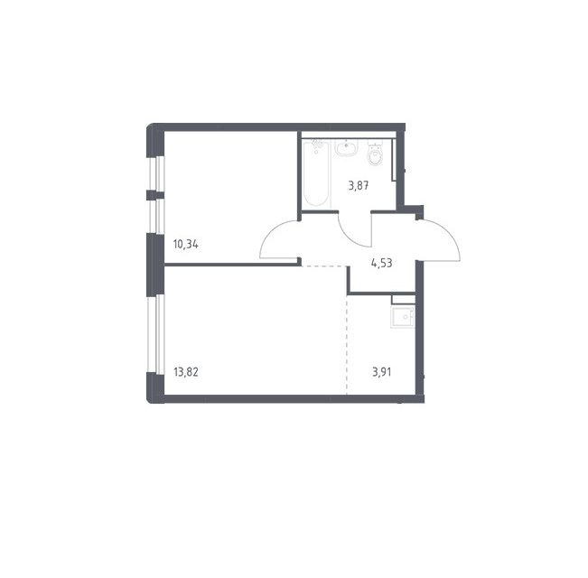 Продаётся 1-комнатная квартира, 36.47 м²