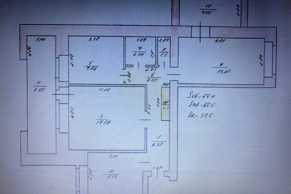 Продаётся 3-комнатная квартира, 66.4 м²
