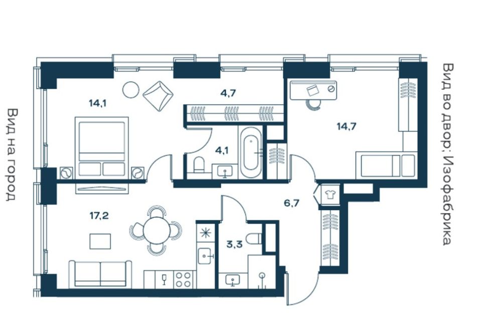 Продаётся 2-комнатная квартира, 64.8 м²