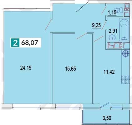 Продаётся 2-комнатная квартира, 68 м²