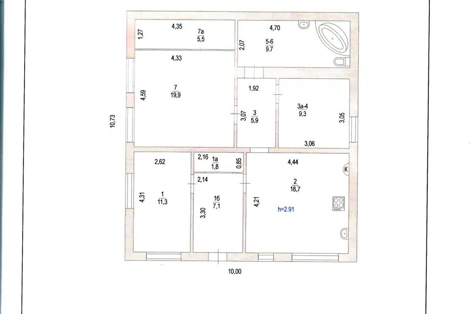 Продаётся 1-этажный дом, 89.2 м²