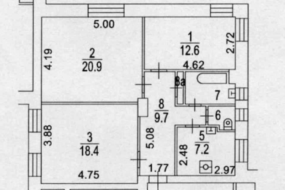Продаётся 3-комнатная квартира, 74.4 м²