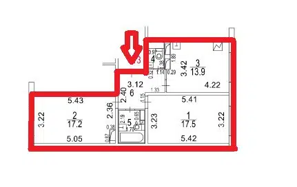 Продаётся 2-комнатная квартира, 60 м²