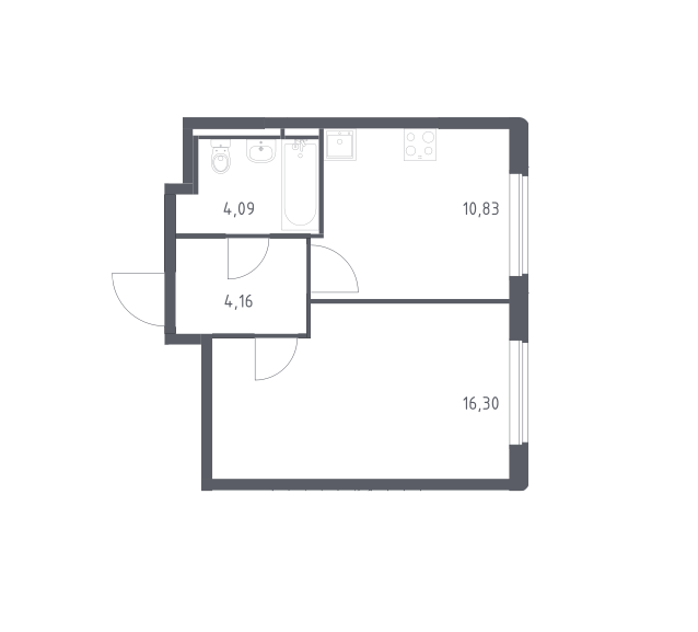 Продаётся 1-комнатная квартира, 35.38 м²