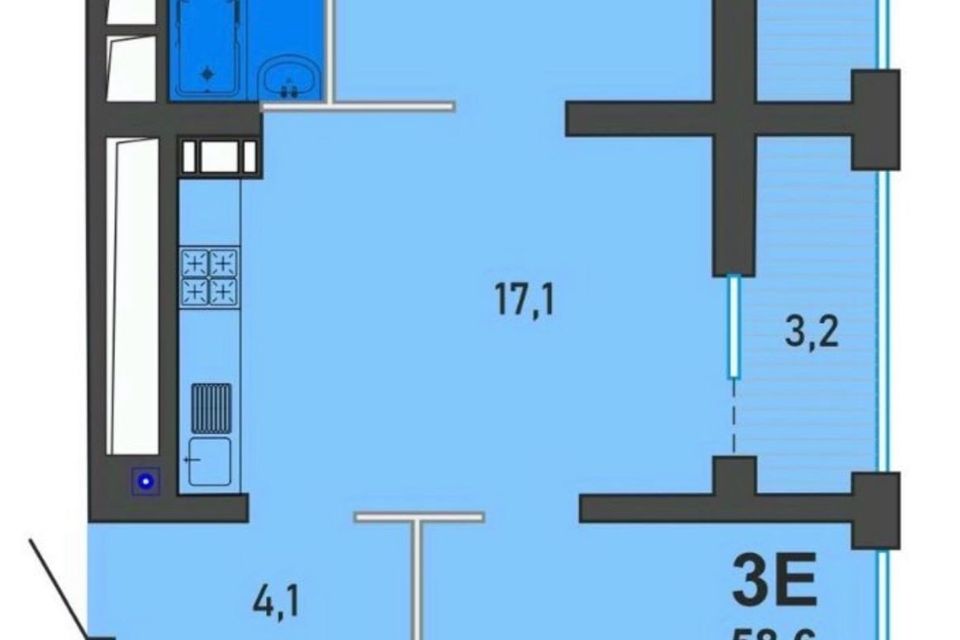 Продаётся 3-комнатная квартира, 55.5 м²