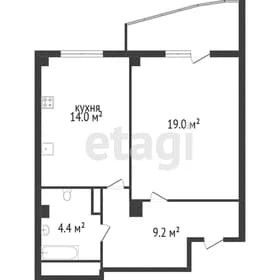 Продаётся 1-комнатная квартира, 47 м²