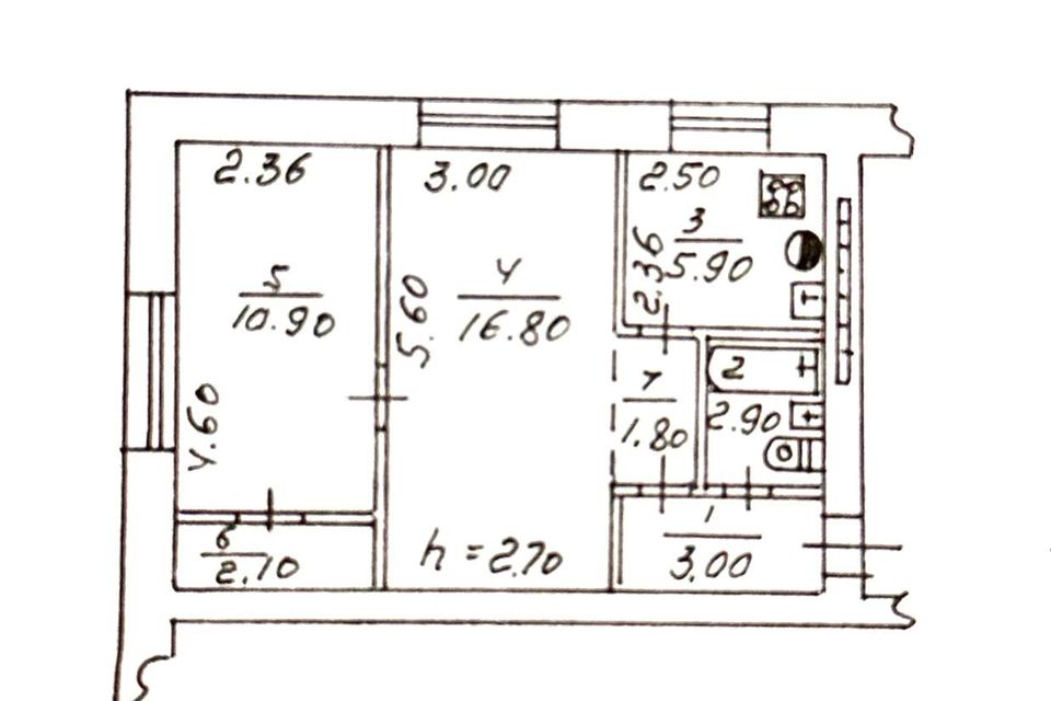 Продаётся 2-комнатная квартира, 43.4 м²