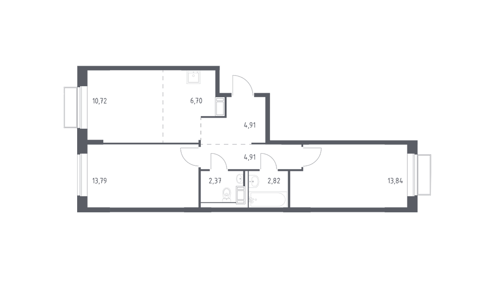 Продаётся 2-комнатная квартира, 60.06 м²