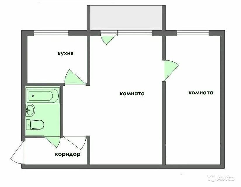 Продаётся 2-комнатная квартира, 44 м²