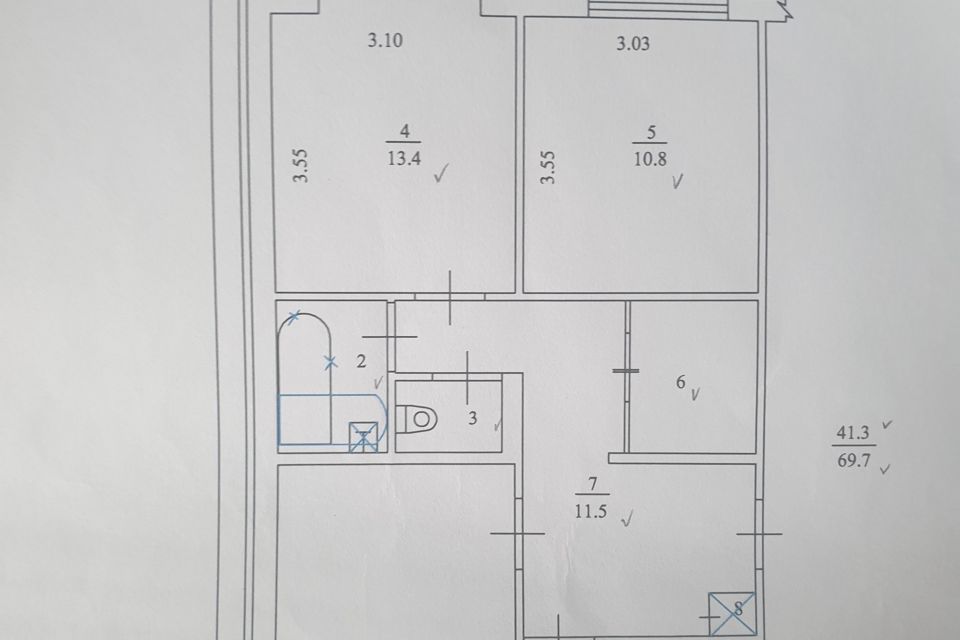 Продаётся 3-комнатная квартира, 69.7 м²