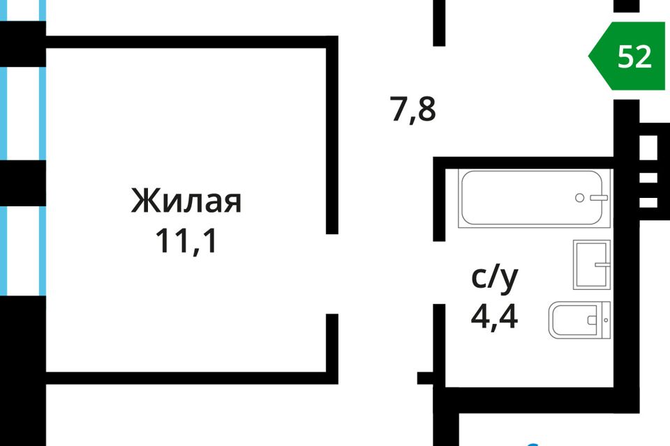 Продаётся 2-комнатная квартира, 57 м²