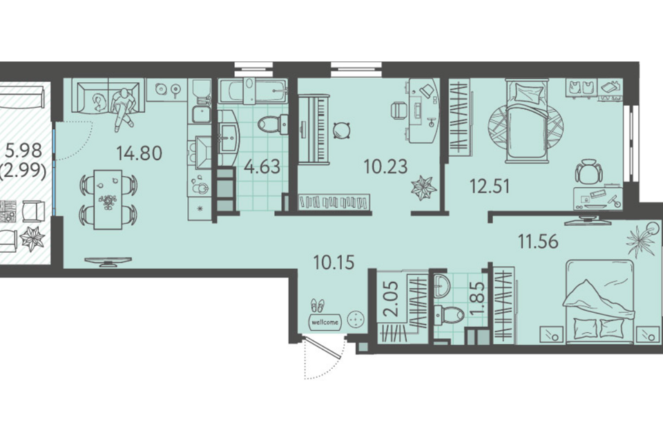 Продаётся 3-комнатная квартира, 67.5 м²