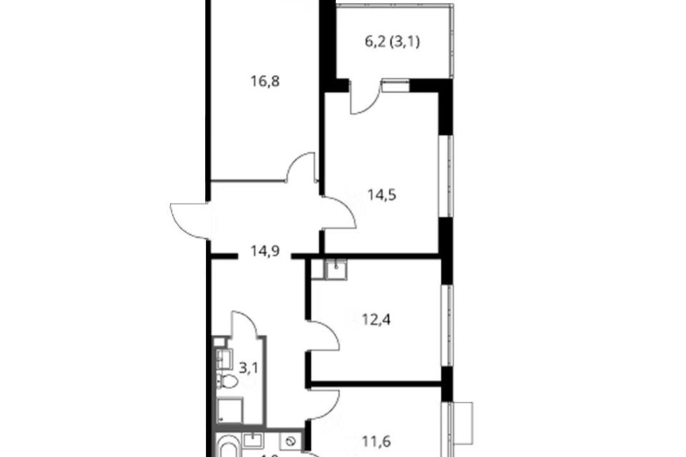 Продаётся 3-комнатная квартира, 80.4 м²