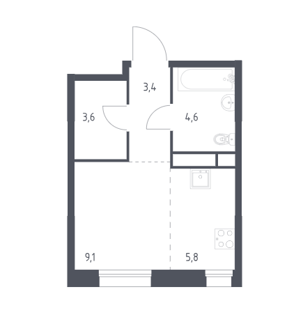 Продаётся студия, 26.5 м²