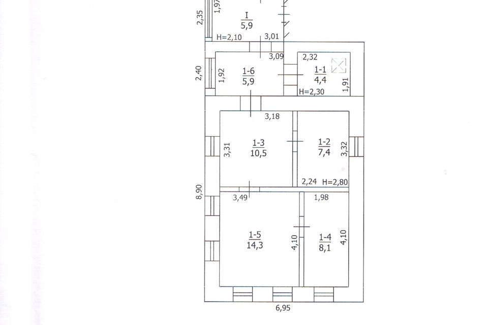 Продаётся 1-этажный дом, 75 м²