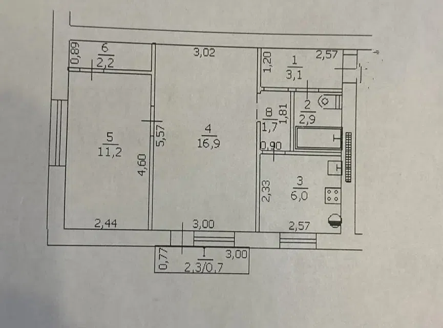 Продаётся 2-комнатная квартира, 45 м²