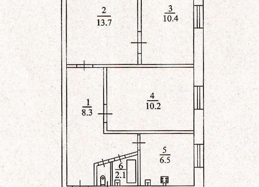 Продаётся 3-комнатная квартира, 52.2 м²