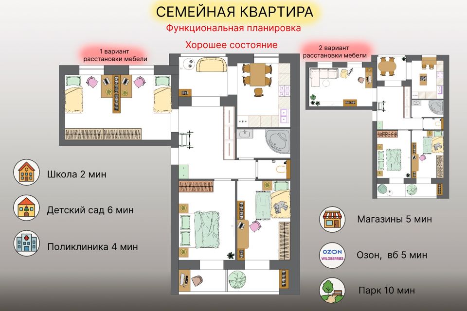 Продаётся 3-комнатная квартира, 74.1 м²