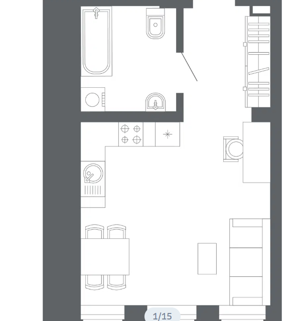 Продаётся 1-комнатная квартира, 30.9 м²