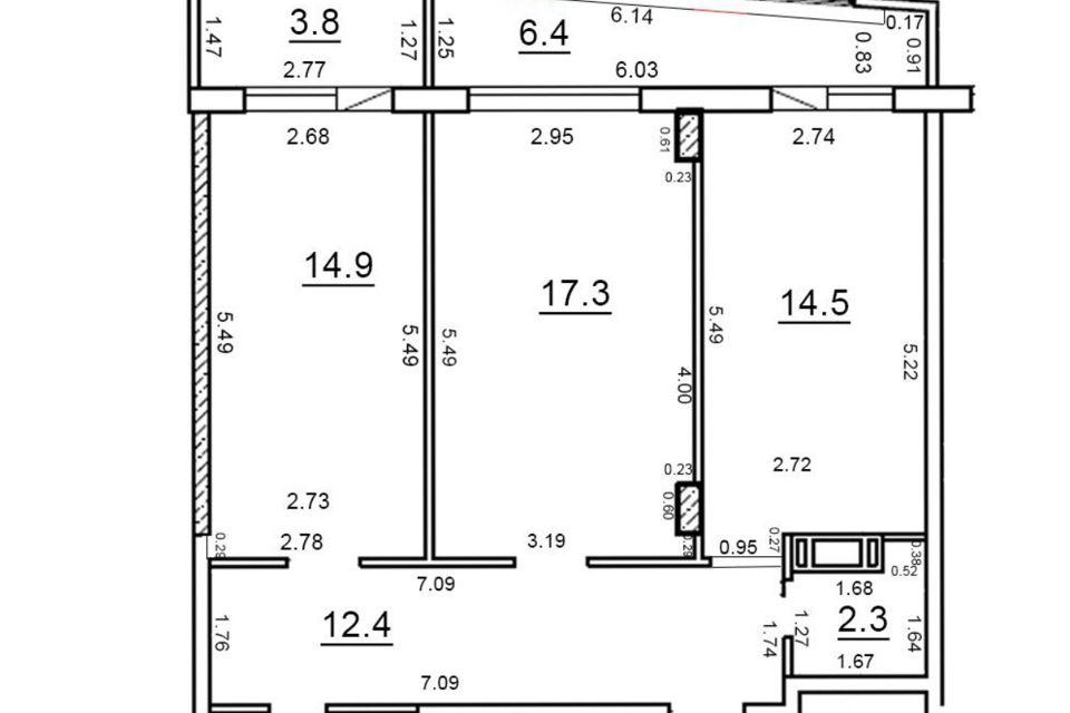 Продаётся 2-комнатная квартира, 75.7 м²
