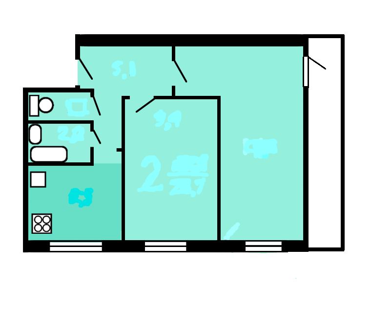 Продаётся 2-комнатная квартира, 46.2 м²