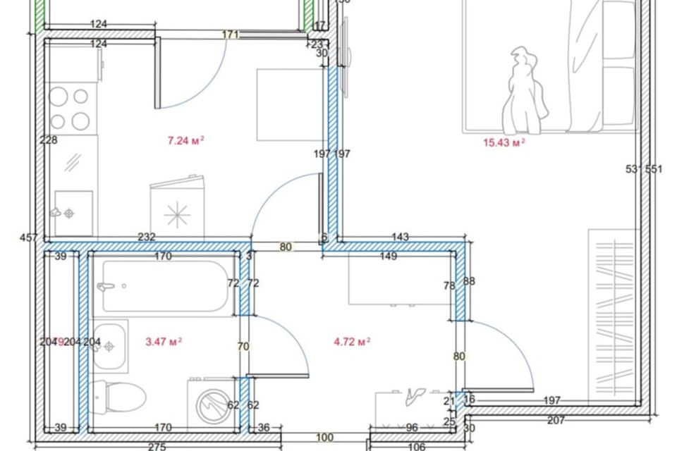 Продаётся 1-комнатная квартира, 31.1 м²