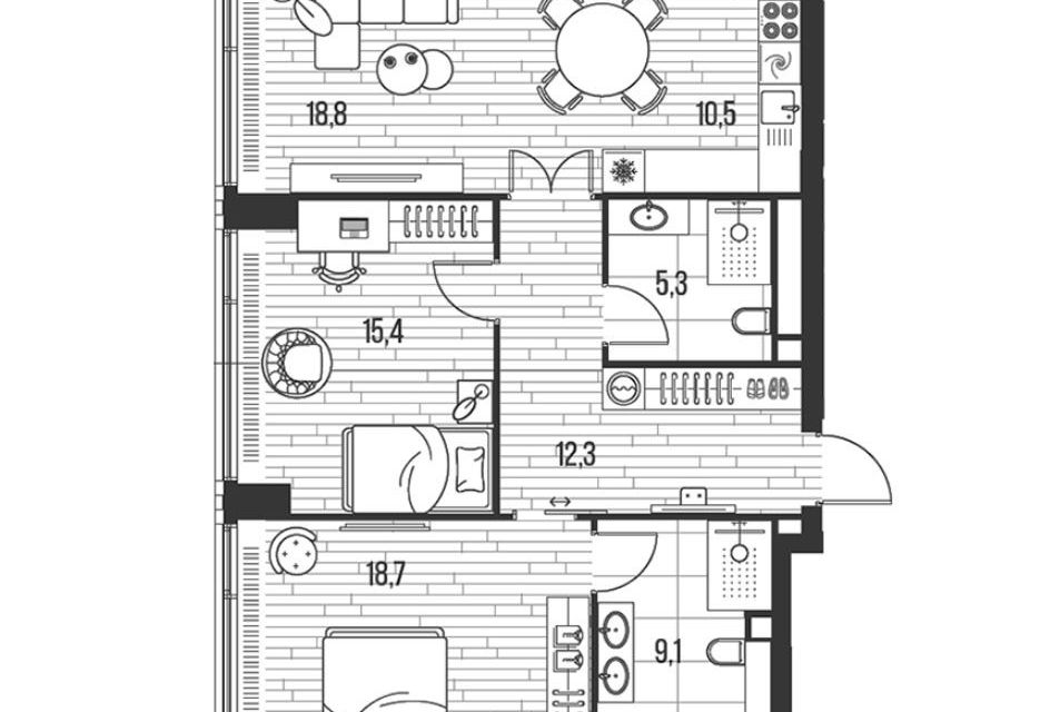 Продаётся 2-комнатная квартира, 90.1 м²