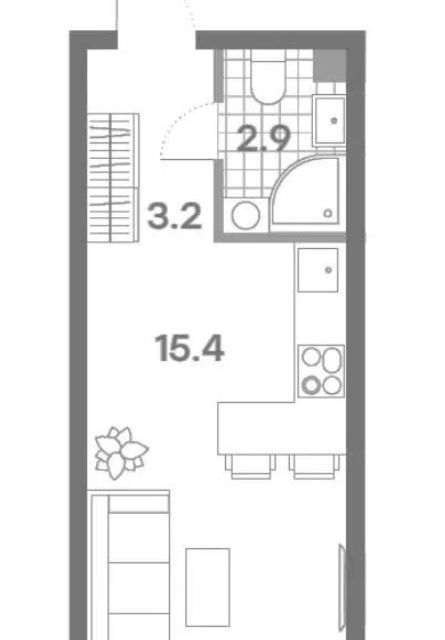 Продаётся студия, 21.5 м²