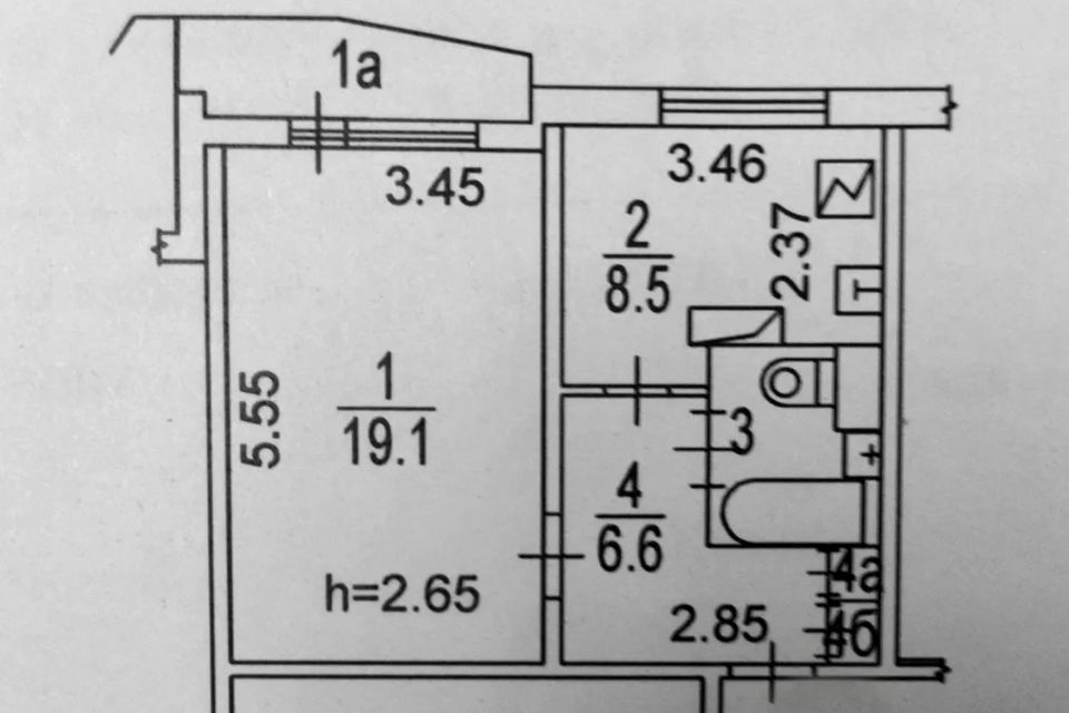 Продаётся 1-комнатная квартира, 38.6 м²