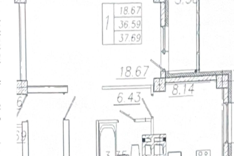 Продаётся 1-комнатная квартира, 38 м²