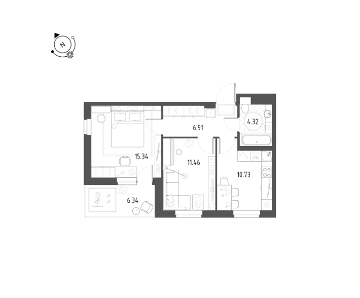 Продаётся 2-комнатная квартира, 48 м²