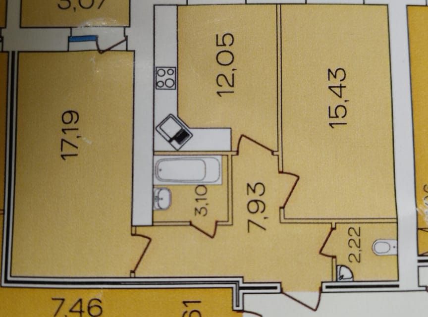 Продаётся 2-комнатная квартира, 57.9 м²