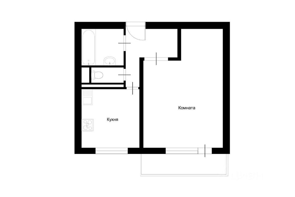 Продаётся 1-комнатная квартира, 39.6 м²