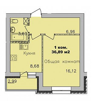 Продаётся 1-комнатная квартира, 37 м²