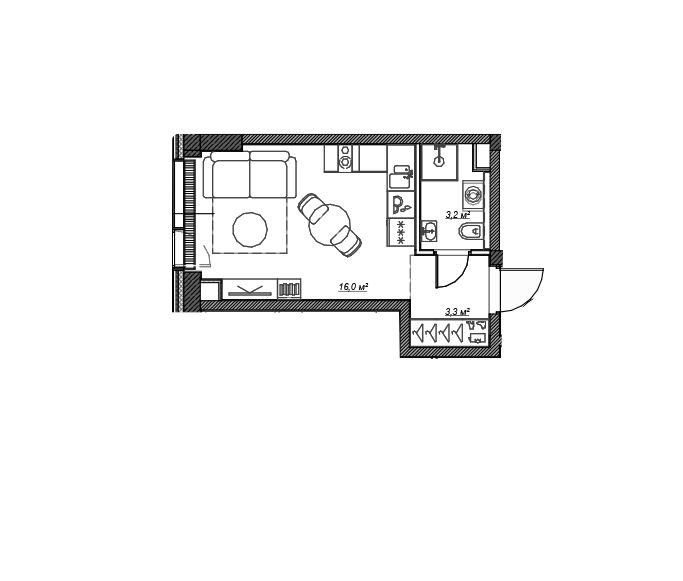 Продаётся студия, 22.5 м²