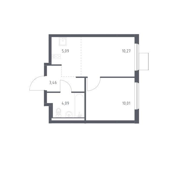 Продаётся 1-комнатная квартира, 32.9 м²