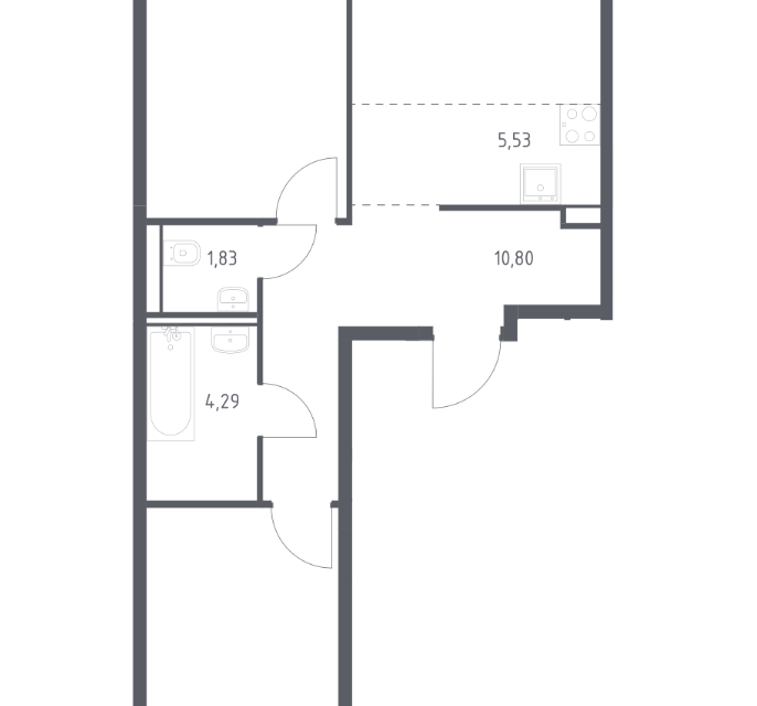 Продаётся 2-комнатная квартира, 58.12 м²