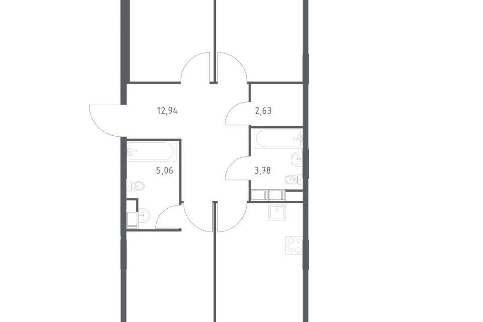 Продаётся 3-комнатная квартира, 78.43 м²