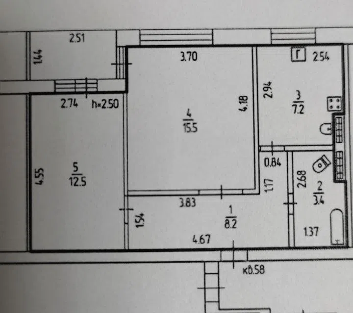 Продаётся 2-комнатная квартира, 47 м²